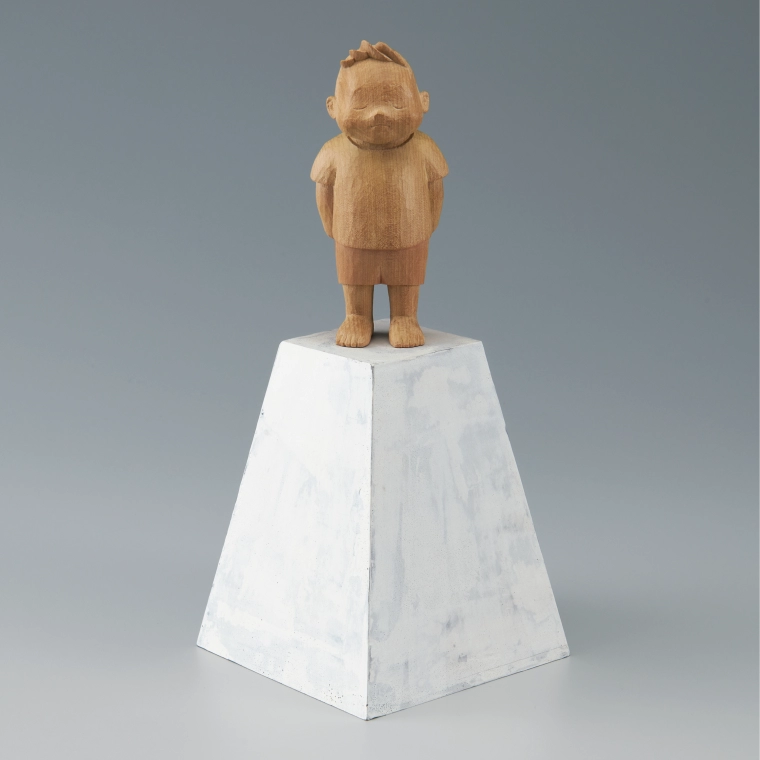 photo Wood Sculpture with Polychromy "What Are You Looking At!"