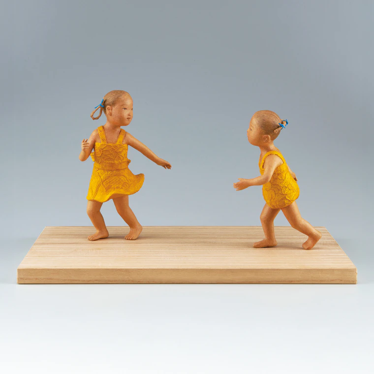 photo Formed with Tōso Over Wooden Core and Covered with Cloth and Paper "Waves"