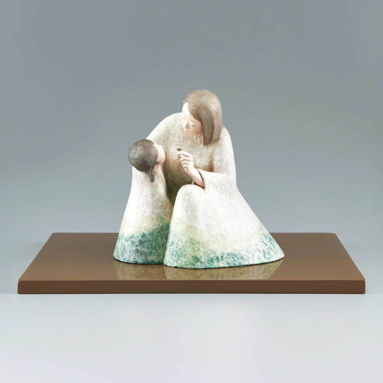 photo 木芯桐塑和紙貼「母と子」