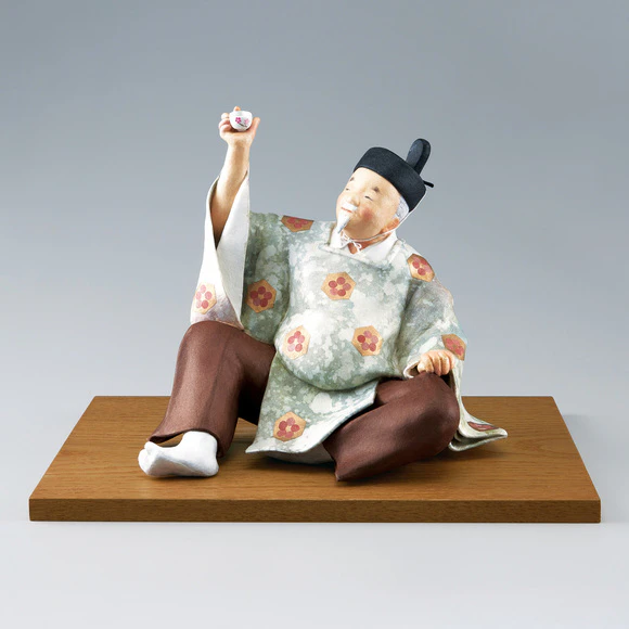 Paper Clay Sculpture Covered with Paper "Picture Kasuri Flower Party"