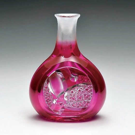 Cased Glass Cut Glass Bottle 