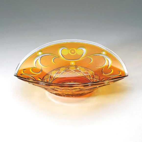 Lemon Shaped Cased Cut Glass Bowl