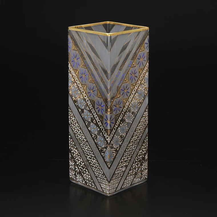 photo 硝子エナメル金彩花器