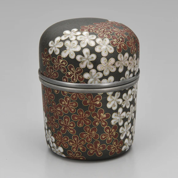 Opaque Cloisonne Tea Caddy with Plum Blossom Design