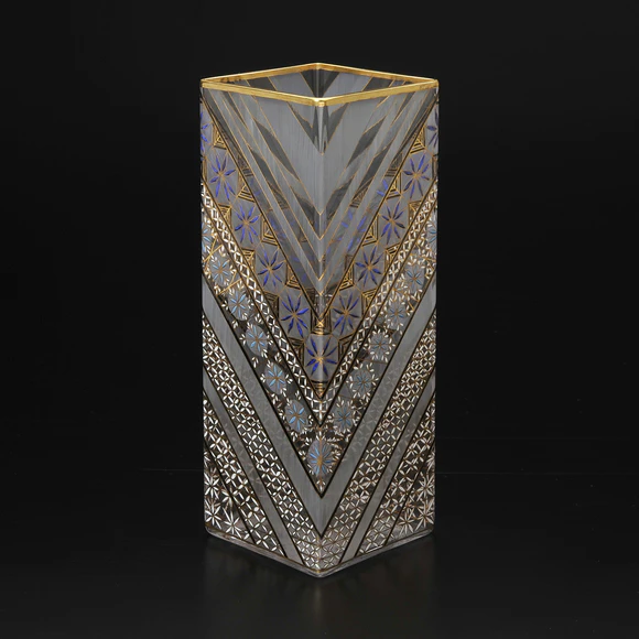硝子エナメル金彩花器