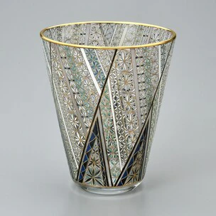 硝子エナメル金彩花器