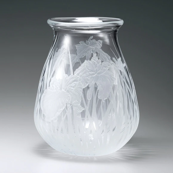 高級芸術名作 日本製ガラス大花瓶 美しい硝子細工大き目サイズ硝子芸術品 石川昌浩 工場型シリーズ 吹きガラス 角小瓶インクボトル 花器