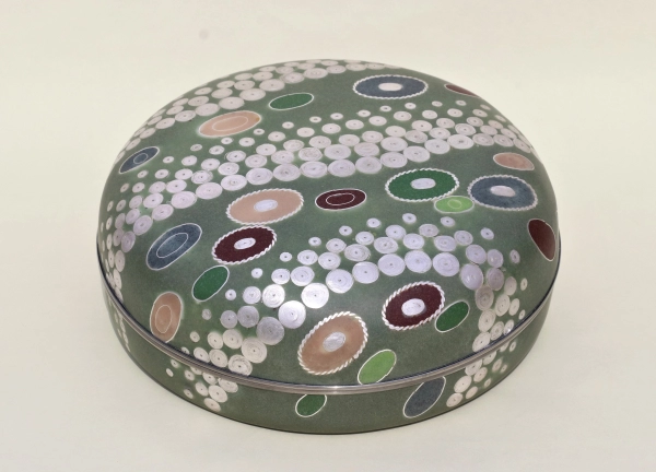 Wired Cloisonné Covered Vessel with Flowing Ball Design