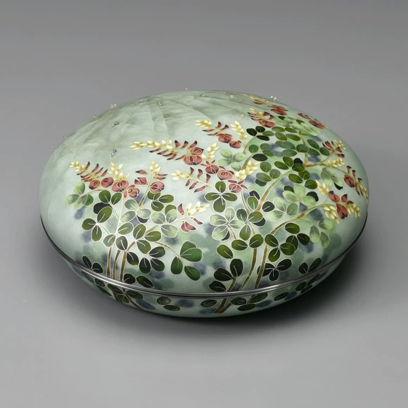 Cloisonne Covered Box "White Dew"