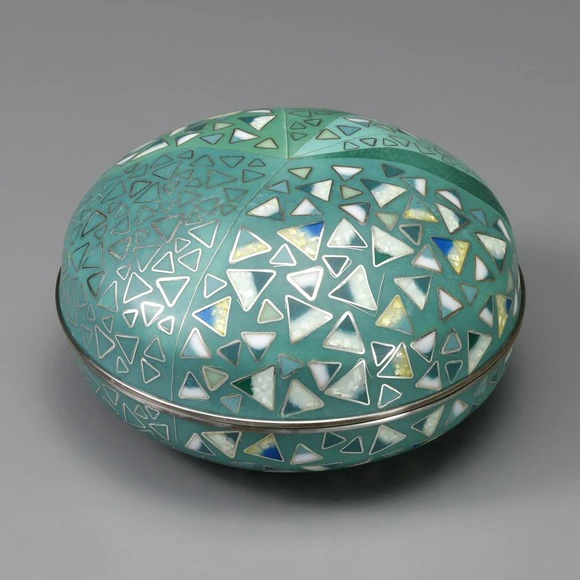 Wired Cloisonne Covered Vessel "Green"