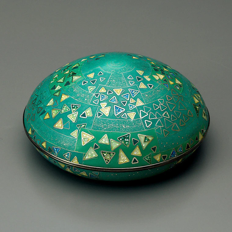 photo Cloisonne Covered Vessel "Green Light Shining"