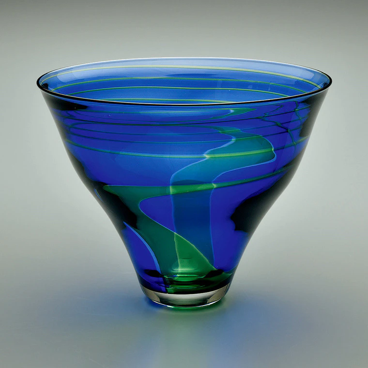 photo Hand-blown Glass Bowl "Hekikei (Blue Mountain Stream)"