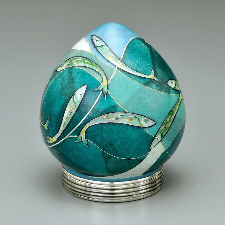 photo Cloisonne Covered Vessel "Fish Swimming in a Group"