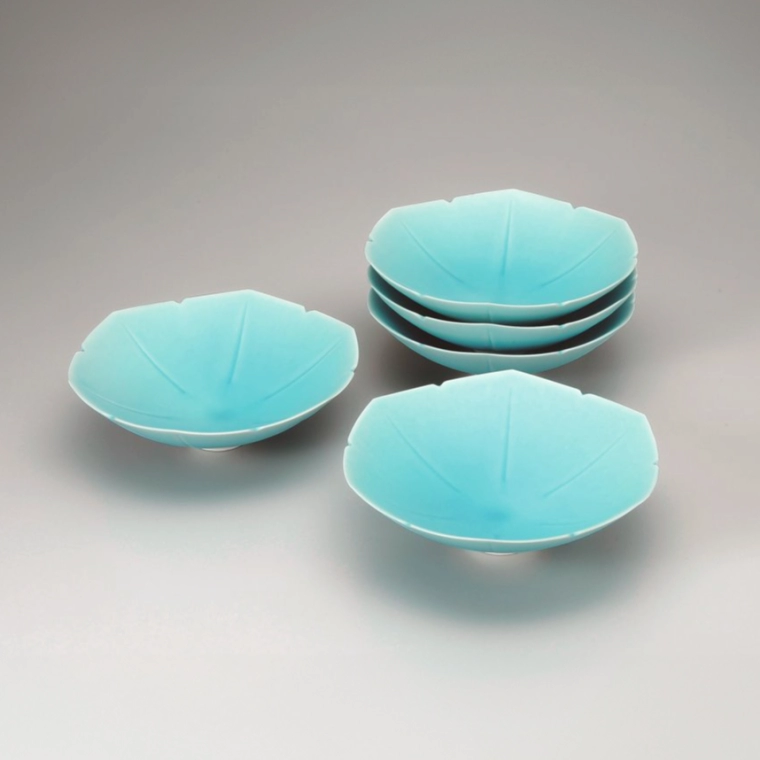 photo Set of Bowls with Icy Blue Glaze "Deep Winter"