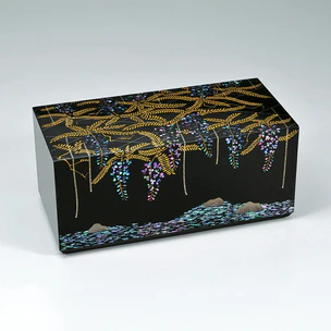 茶道具 蒔絵師 景雲作 青漆刷毛目塗 螺鈿装飾 双鶴蒔絵 雪吹 共箱 V6437 螺鈿の作家・作品一覧|ギャラリージャパン(2ページ)