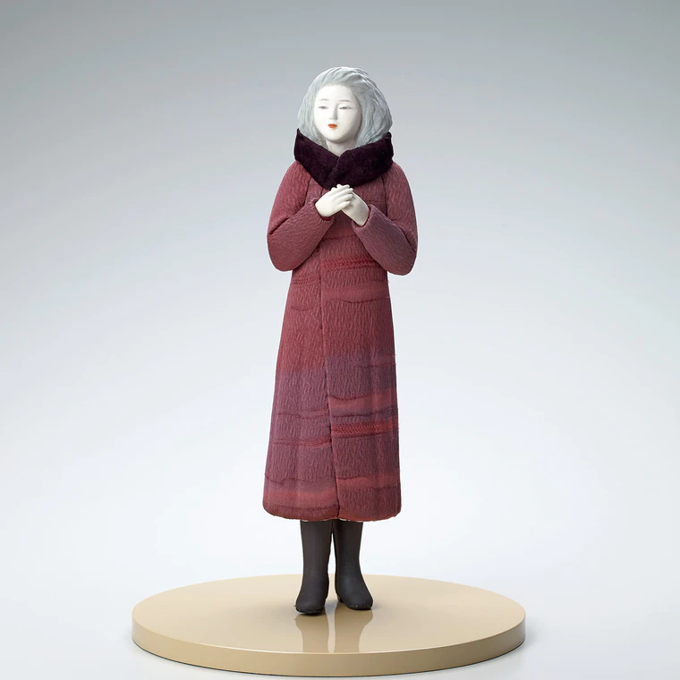 photo Wood Sculpture Covered with Cloth in Kimekomi Method "Snowy Morning"