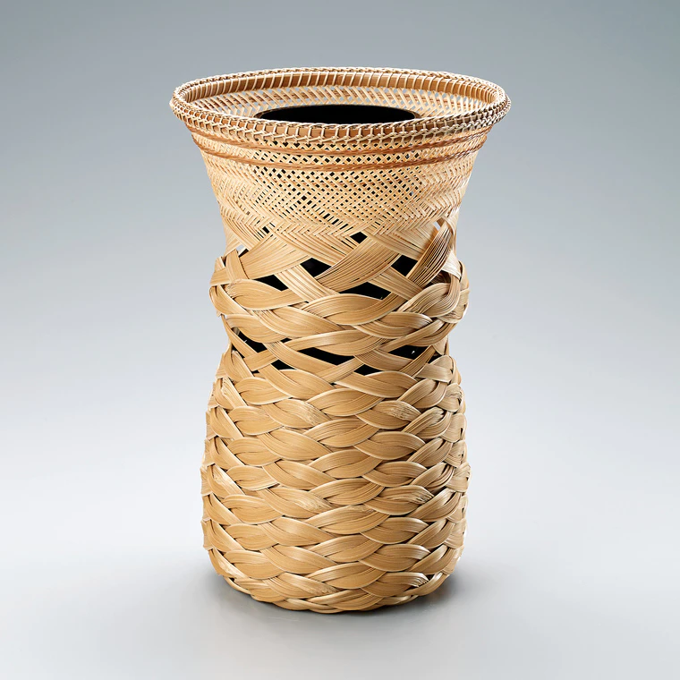 photo Flower Basket in tabane-ami weave "Auspicious cloud"