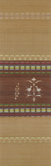 Obi Sash of Tsumugi with "Picture" Kasuri "Poet Birds"