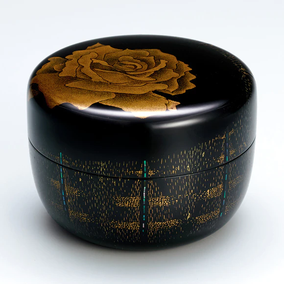 蒔絵沈金平棗「華」