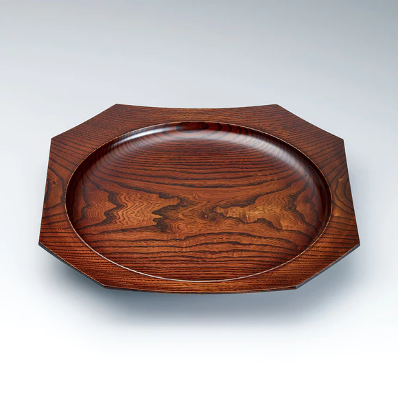 Octagonal Food Vessel of Amur Cork Wood Finished in Wiped Urushi