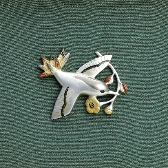 Metal Fitting in Shape of Bird Eating Flowers
