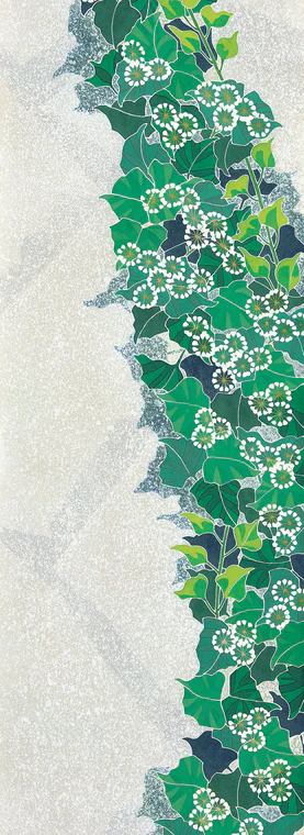 photo Obi Sash with Design in Yūzen Dyeing "Japanese Ivy"