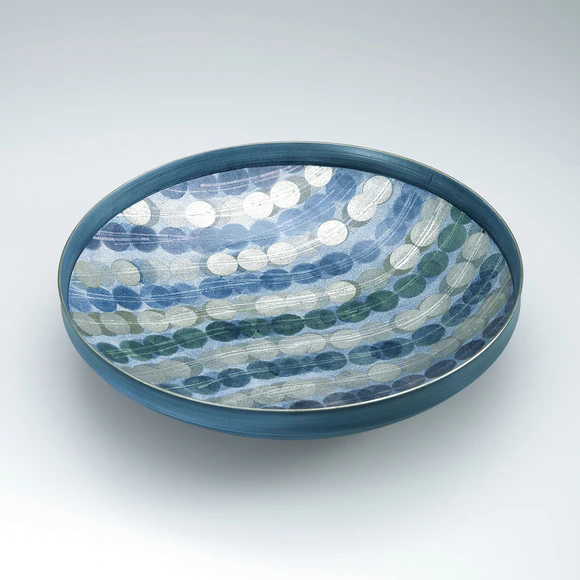 Bowl with Wave Design in Overglaze Enamel and Silver