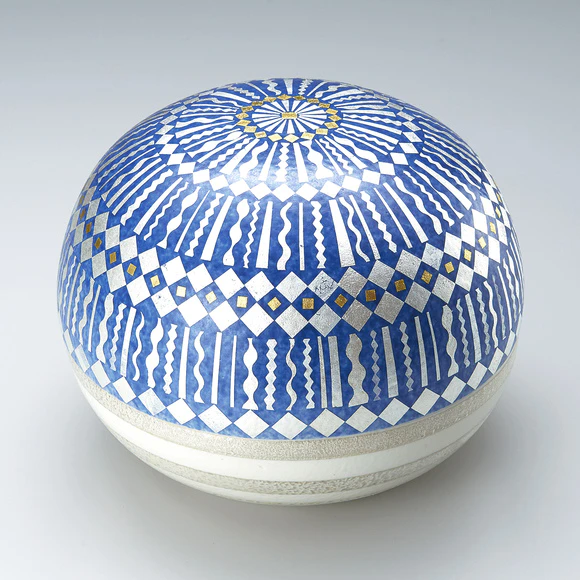 松崎健　呉須釉白金彩更紗文壷　共箱　未使用品 松崎健 呉須釉白金彩更紗文壷 共箱 未使用品 松崎健 呉須釉白金彩更紗