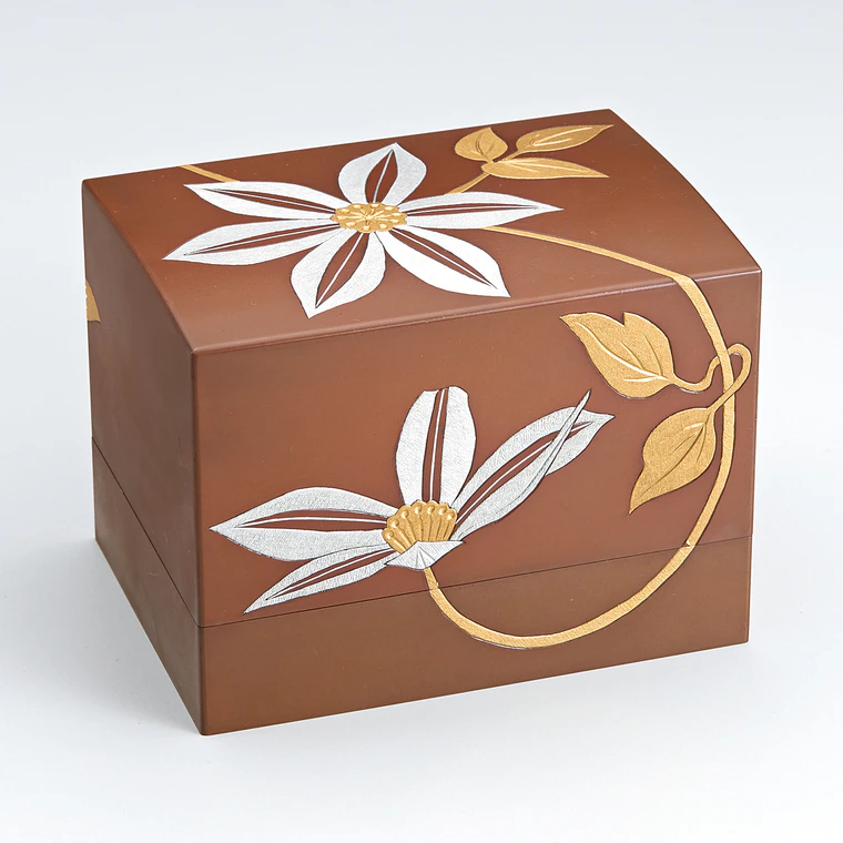 photo Copper Box with Clematis Design in Inlay