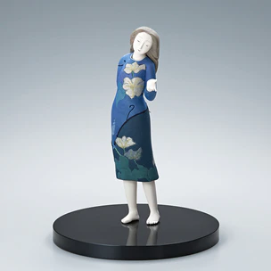 Wood Sculpture Covered with Cloth in Kimekomi Method "Moonflower"
