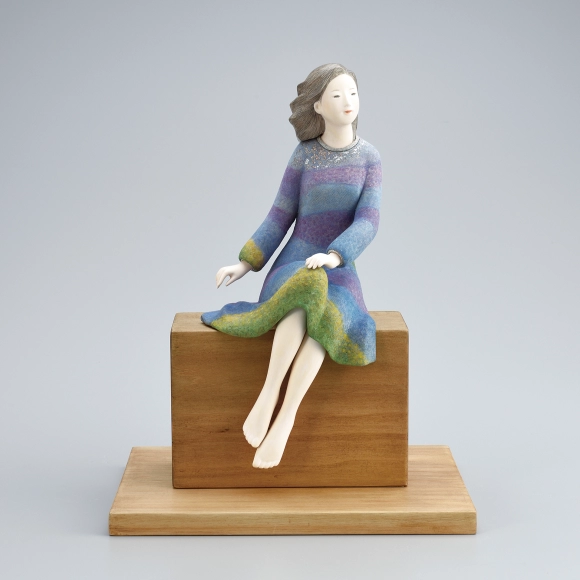 Wood Sculpture Covered with Cloth and Polychromied "Lavender Poem"