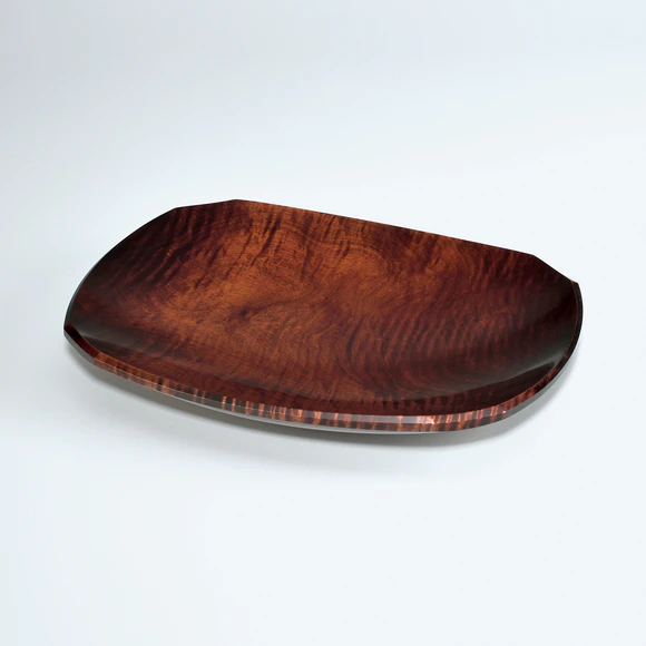 Dish of Horse Chestnut Wood Dyed with Sappanwood Juice and Finished in Wiped Urushi