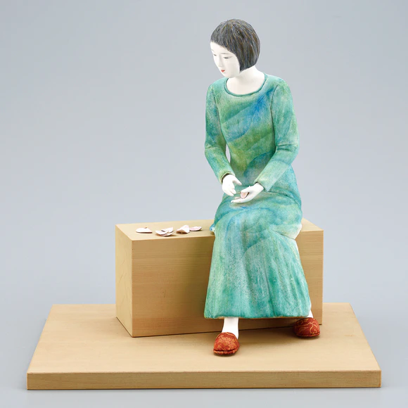 Wood Sculpture Covered with Cloth in Kimekomi Method and Polychromied "Memory of Summer"
