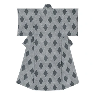 Kimono with Edo komon "Woven Bamboo Pattern on Sharkskin Pattern"
