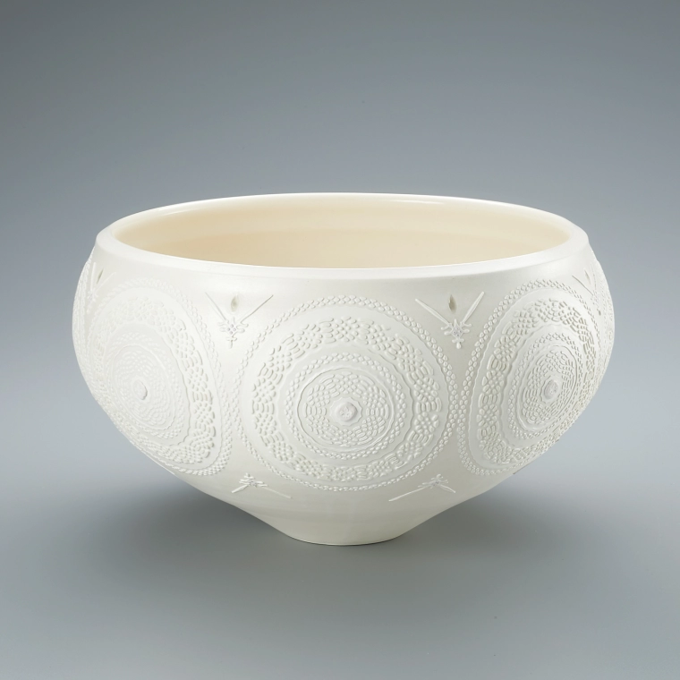 photo Bowl with Colored Slip and Stencil Dyeing