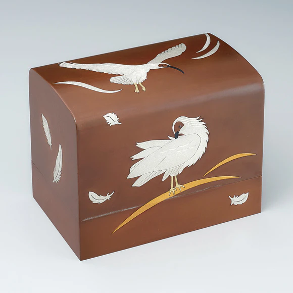 Copper Box with Inlay Decoration "Crested Ibis"