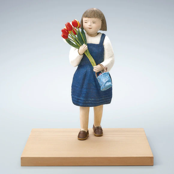 木芯桐塑布紙貼「花摘み」