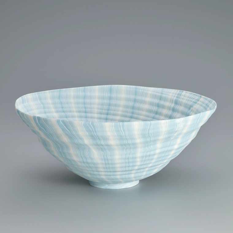 photo Translucent Porcelain Marbled Bowl "afterimage"