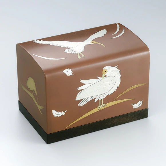 Copper Box with Inlay Decoration "Gold and Silver Crested Ibis"