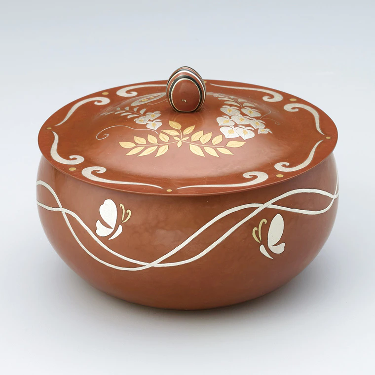 photo Copper Covered Vessel with Wisteria Design in Inlay