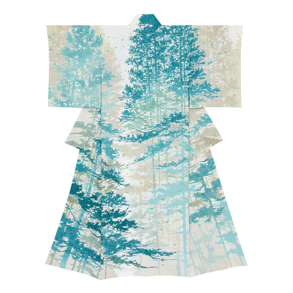 Formal Kimono with Design in Yūzen Dyeing "Blowing Through"