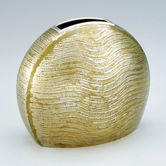 Hammered Brass Irregular Shaped Jar "Ko"