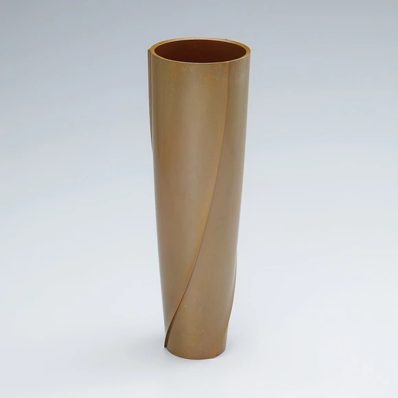 Brass Flower Vase with Three Ridge Lines