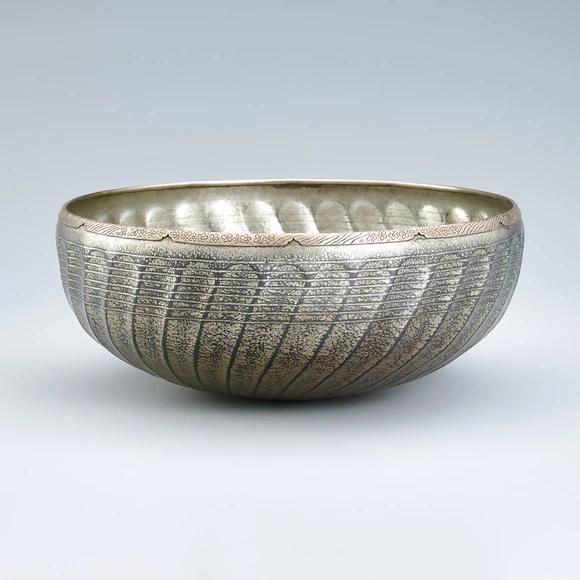 Forged Copper Bowl Tin Plated with Silver Rim