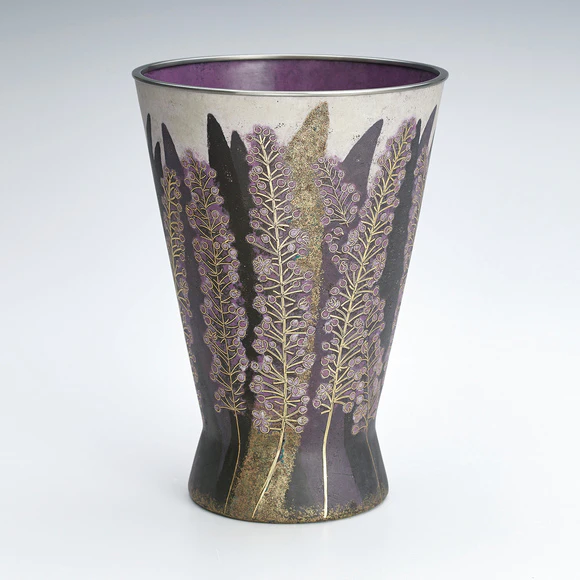 Opaque cloisonne flower vessel "Purple flower"