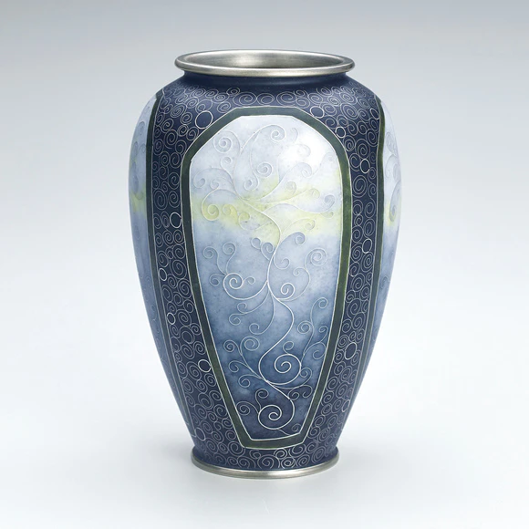 茶碗□銅胎有線七宝 藍地 七宝 朝顔 蝶紋 青 碗 ぐい呑み