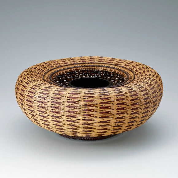 Scale Patterned Flower Basket in Matsuba Ami Weave  "Autumn Sky"