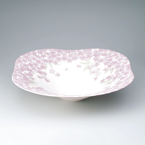 Square Bowl with Cherry Blossom Design in Gold and Shōenji