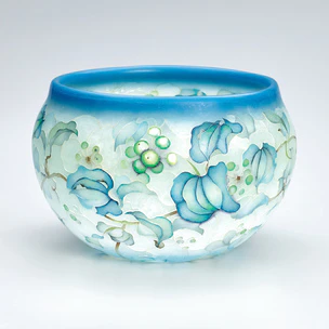 骨董 ガラス七宝 透胎七宝 省胎七宝 透かし技法 彩色花綴り 輪花