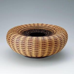 Scale Patterned Flower Basket in Matsuba Ami Weave  "Autumn Sky"